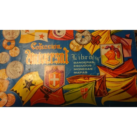 ALBÚM DE CROMOS Libro de Banderas, Escudos,Monedas Mapas Colección Universal