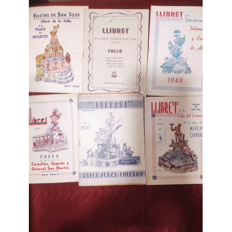 LLIBRET DE LA FALLA Lote de 6  Llibret años 1943,1946,1947 y 1948