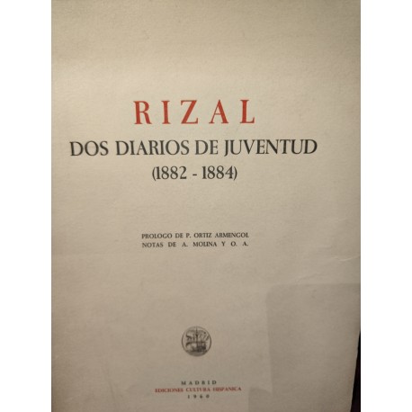 RIZAL DOS DIARIOS DE JUVENTUD ( 1882-1884)