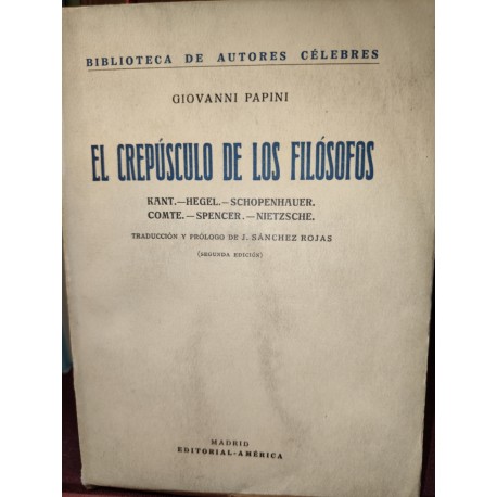 EL CREPÚSCULO DE LOS FILÓSOFOS